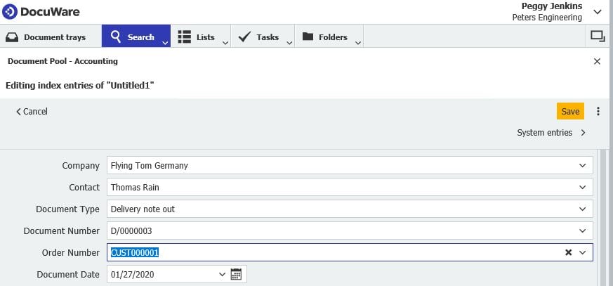 Indexbegriffe in DocuWare bearbeiten